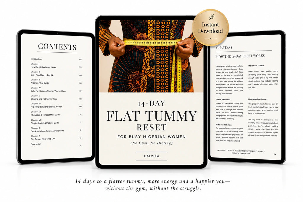 14-Day Flat Tummy Reset for Busy Nigerian Women (No Gym, No Dieting)